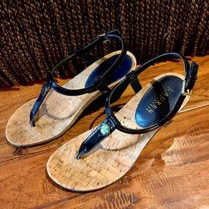 Ralph Lauren Wedge Sandals - Navy